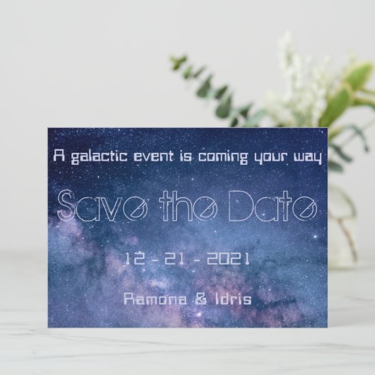 Save The Date Galaxie bleue et violette (Debout devant)