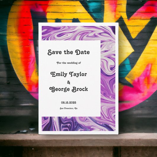 Save The Date Galaxie bleue minimale moderne Mariage d'art Abstr