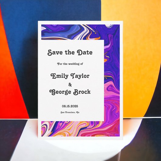 Save The Date Galaxie colorée moderne Mariage Abstrait artistiqu