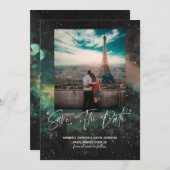 Save The Date Galaxie et Lune géométrique Enregistrer la date (Devant / Derrière)