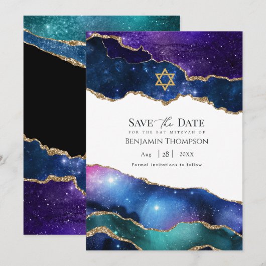 Save The Date Galaxy Agate Bat Mitzvah (Devant / Derrière)