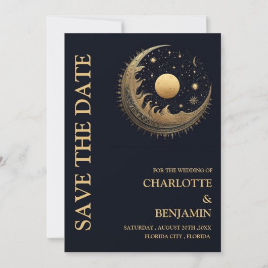 Save The Date Galaxy Moon Stars Mariage céleste (Devant)