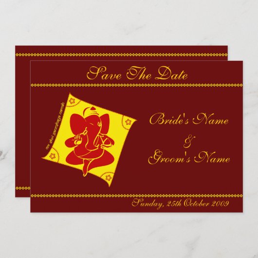 Save The Date Ganesha Enregistrer La Date (Devant / Derrière)