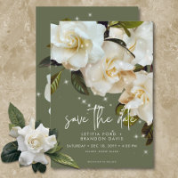 Gardenias blanches modernes sur Sage Sparkle Maria
