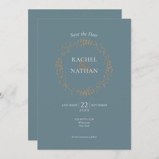 Save The Date Garland floral botanique simple Enregistrer la dat (Devant / Derrière)