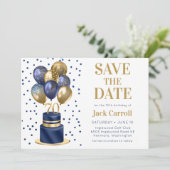 Save The Date Gâteau avec ballons bleus pour 70e anniversaire (Debout devant)