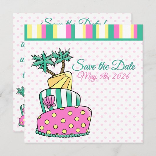 Save The Date Gâteau de plage tropicale (Devant / Derrière)