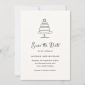 Save The Date Gâteau Dessiné à la Main Doodle Mariage Moderne (Devant)