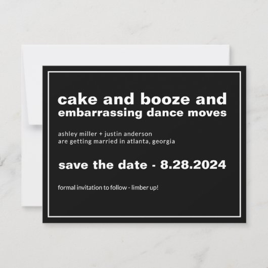 Save The Date Gâteau et Booze drôle Enregistrer la date avec la  (Devant)