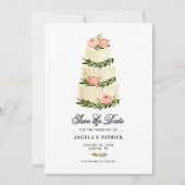 Save The Date Gâteau étagé rustique à l'aquarelle (Devant)
