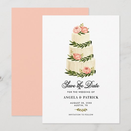 Save The Date Gâteau étagé rustique aquarelle (Devant / Derrière)