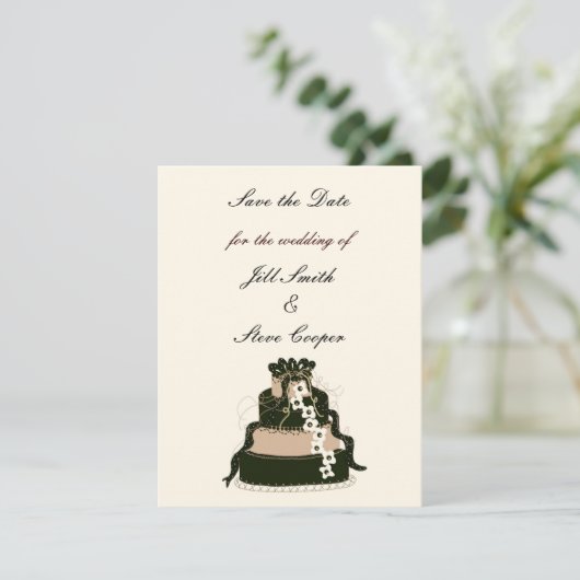 Save The Date Gâteau Mariage au chocolat Enregistrer la date (Debout devant)