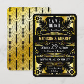 Save the Date Gatsby Bruiloft Art Deco Goud Zwart (Voorkant / Achterkant)