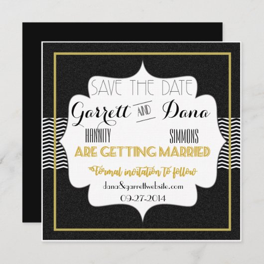 Save The Date Gatsby Gold Mariage Suite fête de mariage (Devant / Derrière)