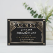 Save The Date Gatsby Gold Shaded Art Déco Mariage Enregistrer la (Debout devant)