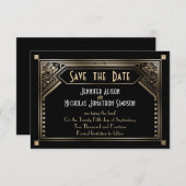 Save The Date Gatsby Gold Shaded Art Déco Mariage Enregistrer la (Devant / Derrière)