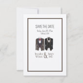 Save The Date Gay Couple Tuxedos Mariage Enregistrer la date (Devant)