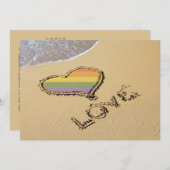 Save The Date Gay Rainbow Amour Coeur Dans Le Sable (Devant / Derrière)