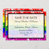 Save The Date Gay Rainbow Freedom Flag Wedding Enregistrer la da (Devant / Derrière)