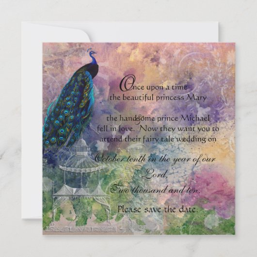 Save The Date Gazebo romantique Peacock et aquarelle (Devant)