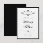 Save The Date [GAZELLE] Élégant Mariage monochrome noir et blanc (Devant / Derrière)