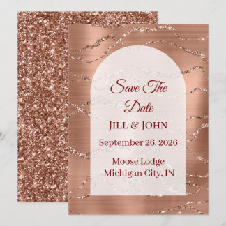 Save The Date Gebogen Trouwkaart Roze Goud