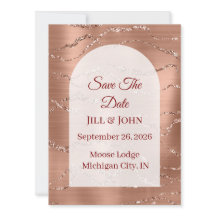 Save The Date Gebogen Trouwkaart Roze Goud