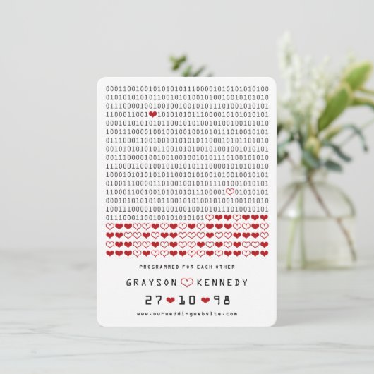 Save The Date Geek Programmé Pour L'Amour Simple Code Binaire Ph (Debout devant)