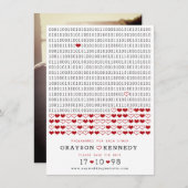 Save The Date Geek Programmé Pour L'Amour Simple Code Binaire Ph (Devant / Derrière)