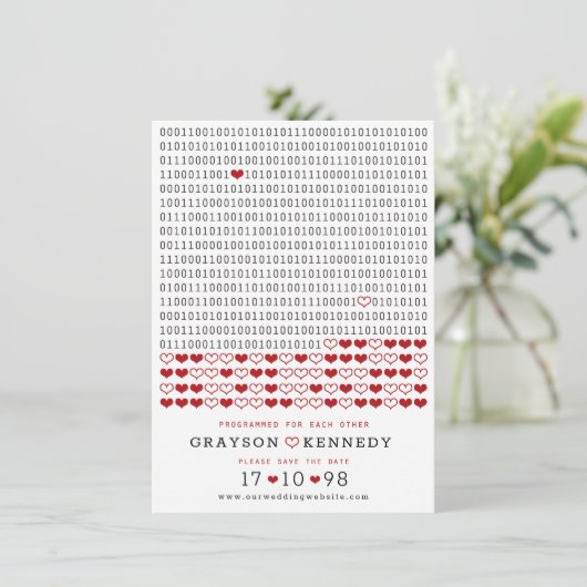 Save The Date Geek Programmé Pour L'Amour Simple Code Binaire Ph (Debout devant)