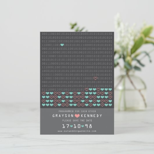 Save The Date Geek Programmé Pour Love Binary Code Enregistrer L (Debout devant)