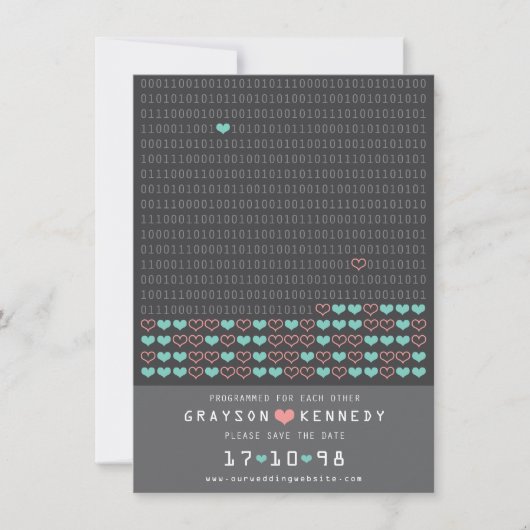Save The Date Geek Programmé Pour Love Binary Code Enregistrer L (Devant)