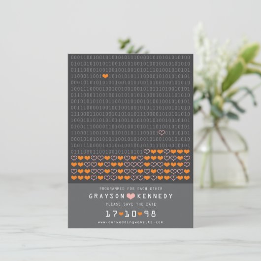 Save The Date Geek Programmé Pour Love Binary Code Enregistrer L (Debout devant)
