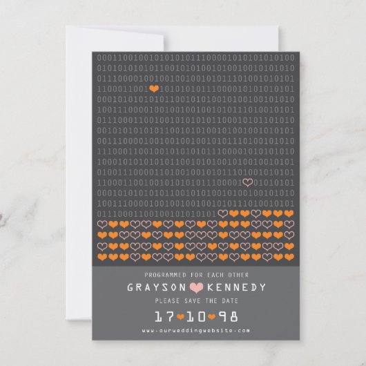 Save The Date Geek Programmé Pour Love Binary Code Enregistrer L (Devant)
