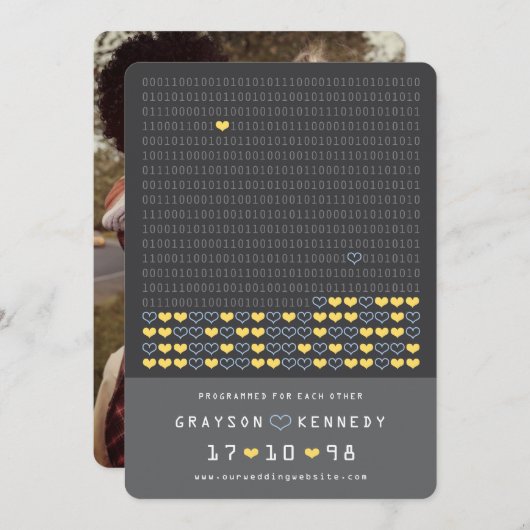 Save The Date Geek Programmé Pour Love Binary Code Enregistrer L (Devant / Derrière)
