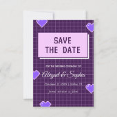 Save The Date Geeky Gamer Adorable Nerdy Pixellée Violet Nerdy (Devant)