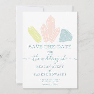 Save The Date Gem Stones Pastel Blue Mariage élégant