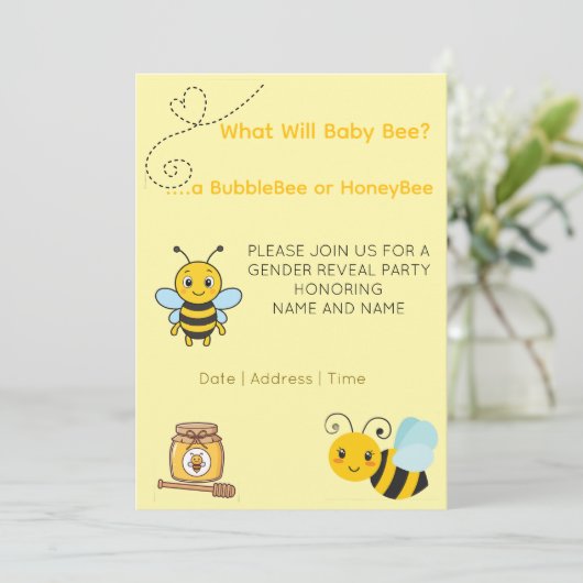 Save The Date Gender Reveal Theme Bee (Debout devant)