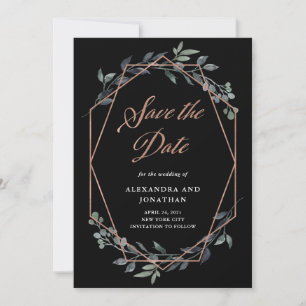 Save The Date Geo Black vert Or Rose