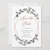 Save The Date Geo vert | Rose Gold Photo sur le dos (Devant)