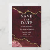 Save The Date Géode d'agate de marbre de Bourgogne à l'aquarelle (Devant)
