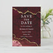 Save The Date Géode d'agate de marbre de Bourgogne à l'aquarelle (Debout devant)