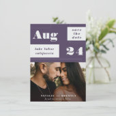 Save The Date Géométrie moderne violet foncé avec texte gras (Debout devant)