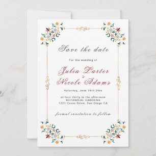 Save The Date Géométrie Vintage Motif Classique Intriqué Mariage