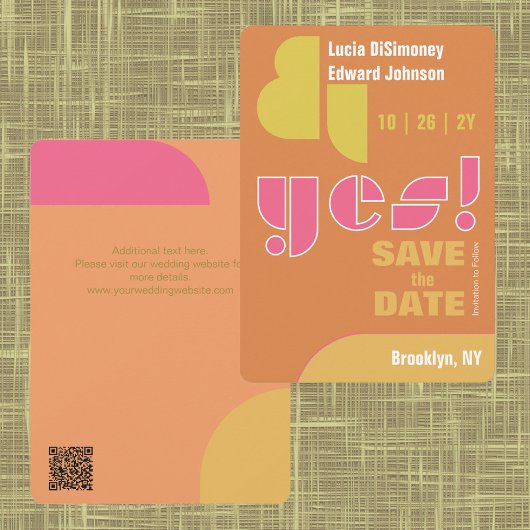 Save The Date Géométrique moderne oui ! Burnt Orange Enregistrer