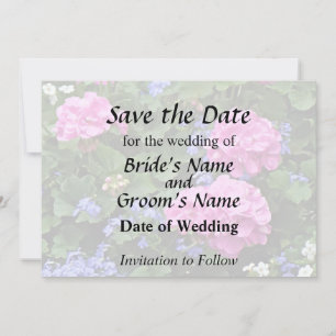 Save The Date Géraniums et Pervenche