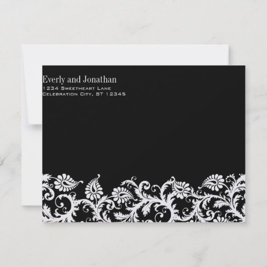 Save The Date Gerber Fuchsia & Grey Paisley Enregistrer La Date (Dos)