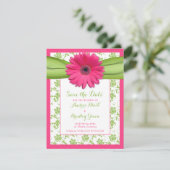 Save The Date Gerber rose Vert Floral Damask Enregistrer la cart (Debout devant)