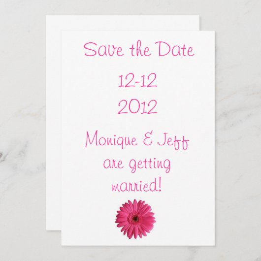 Save The Date Gerbera Daisy Enregistrer la date (Devant / Derrière)