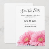Save The Date Gerbera Rose Daisies Élégante Photographie (Devant / Derrière)